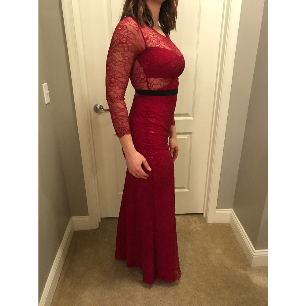 Long Sleeve Illusion Lace Gown
